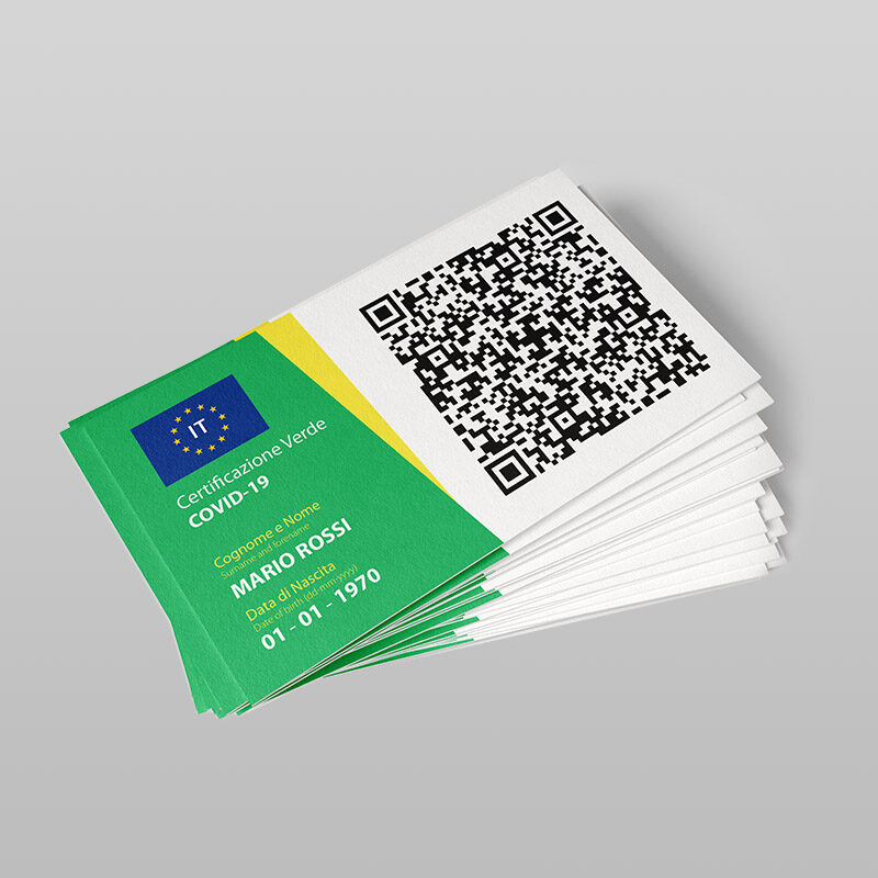 Green Pass formato Biglietto da Visita